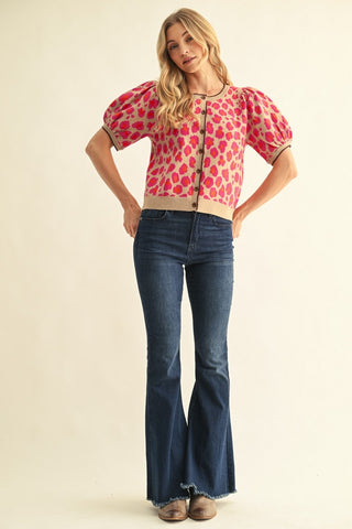 Wild Bloom Fuchsia Leopard Cardigan