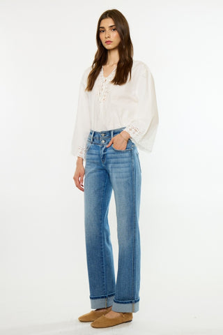 Lost Medium-Wash Mid-Rise Straight Jeans