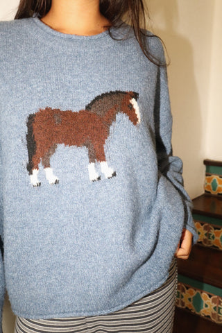 Antique Sky Soft Horse Knit Sweater