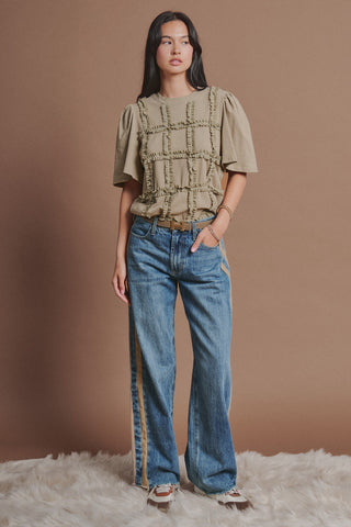 Olive Grace Lace-Ruffle Cotton Tee