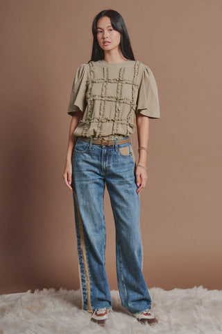 Olive Grace Lace-Ruffle Cotton Tee
