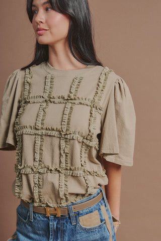 Olive Grace Lace-Ruffle Cotton Tee