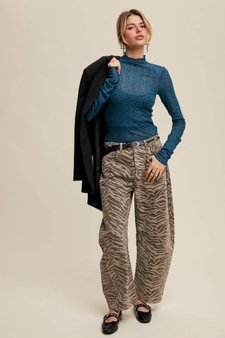 Zuri Zebra Print Barrel Jeans