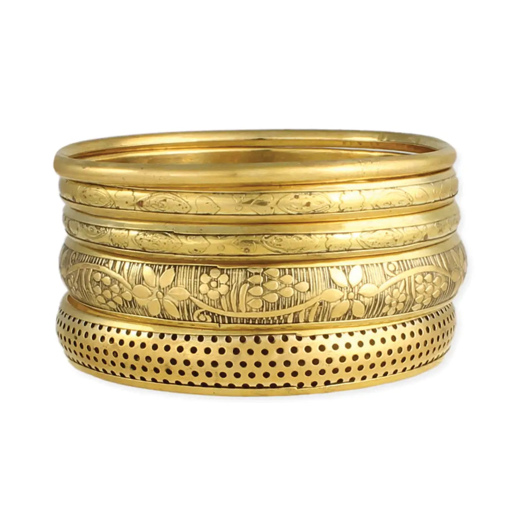 Victorian Vintage Gold Bangle | Set of 5