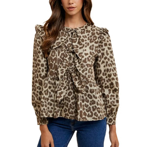 Fanny Animal Print Bow Blouse