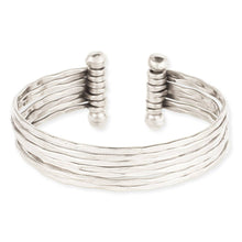 Load image into Gallery viewer, Hammered Silver 7 Line Cuff Bracelet