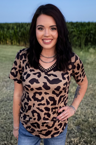 Buckstitch Leopard Top