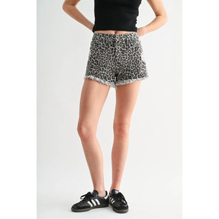 Leopard Monroe Frayed Shorts