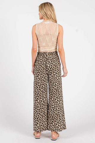 Leopard Print Wide Leg Pants