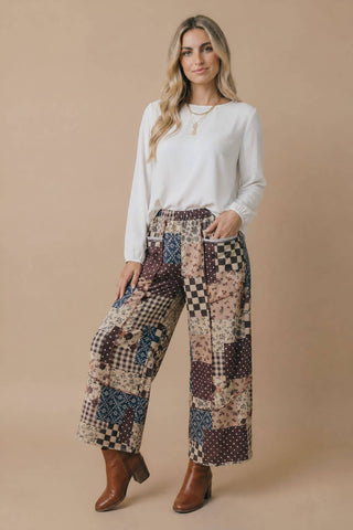 Patchwork Floral French Terry Pants