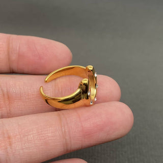Inlaid Horseshoe Gold Ring