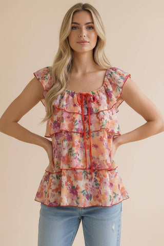 Peach Blossom Ruffle Blouse