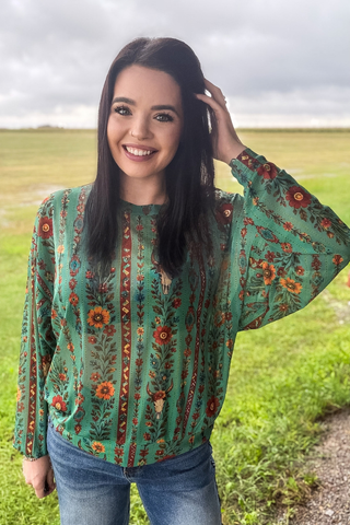Desert Sage Western Mesh Top