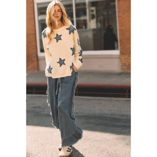 Moonfall Star Denim Pullover