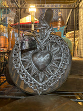 Load image into Gallery viewer, Flaming Sacred Heart with Cross Metal Art
