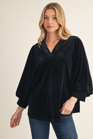 Your Fav V Neck Velvet Top