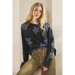 Moonfall Star Denim Pullover