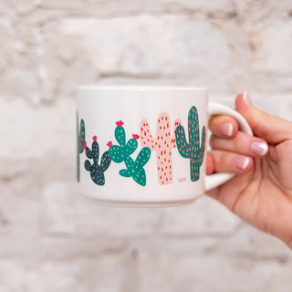 Cream Cacti Ceramic Mug
