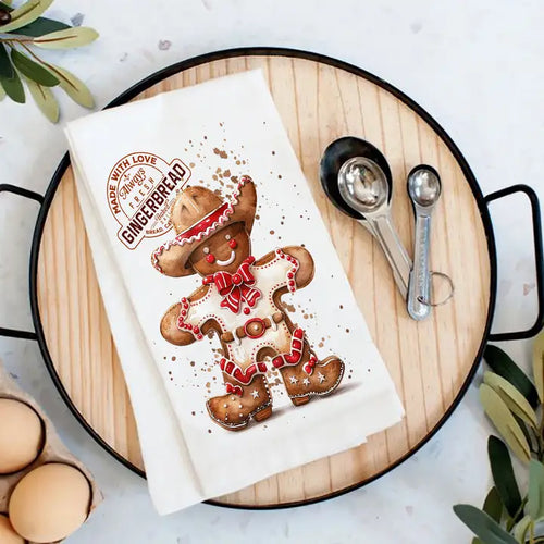 Cowboy Gingerbread Man Tea Towel