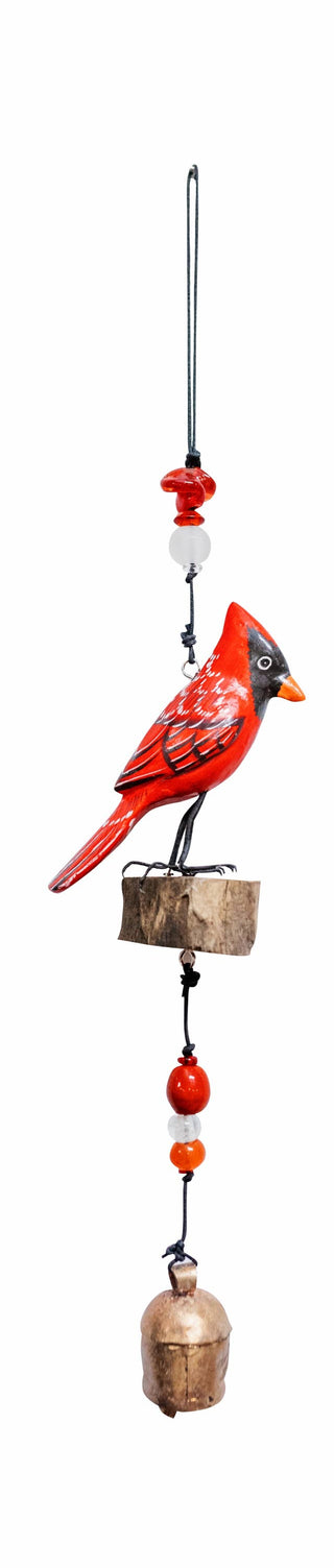 Cardinal's Perch Painted Wood Bell Hanger