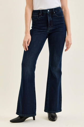 Deep Indigo Charlotte tummy-control flare jeans by Judy Blue