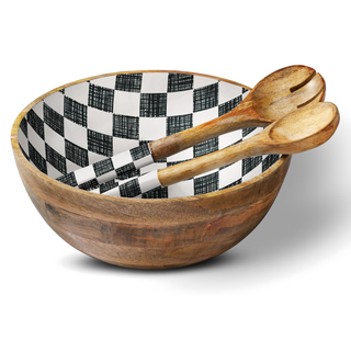 Black Check 12" Decorative Bowl