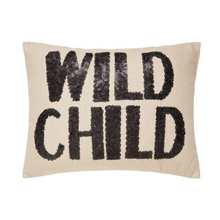 Wild Child Sequin Embroidered Pillow by Junk Gypsy