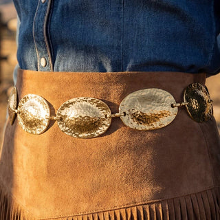 Hammered Metallic Oval Chain Belt