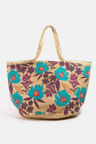 Ellen Floral Jute Tote Bag