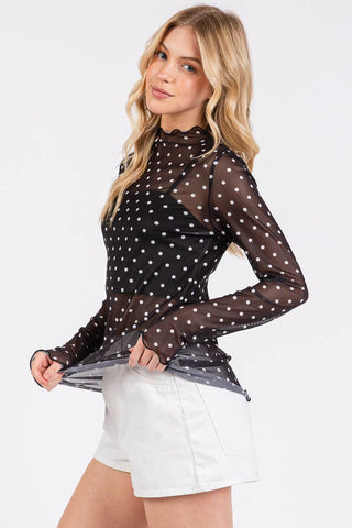 Raven Polka Mesh Top