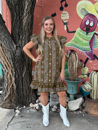Mocha Bloom Petal Flutter Dress