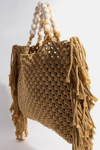Eleanor Wooden Beaded Tote Bag