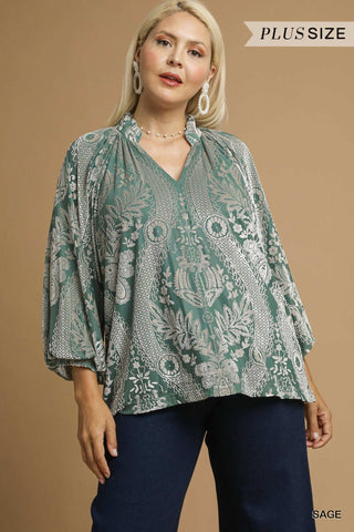 Sage By You Split Neck Top