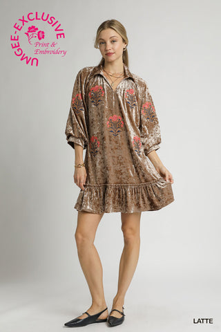 Pour Me A Latte Embroidered Dress