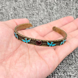 Vintage Red Heart Cuff Bracelet