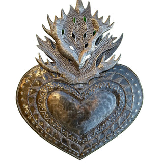 Flaming Sacred Heart Folk Art