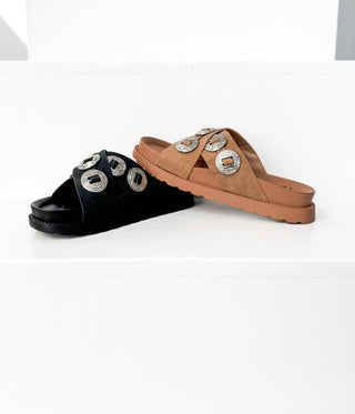 Western Buckle Sandal in Black