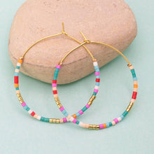 Load image into Gallery viewer, Multi Tiny Seed Bead Gold Hoops
