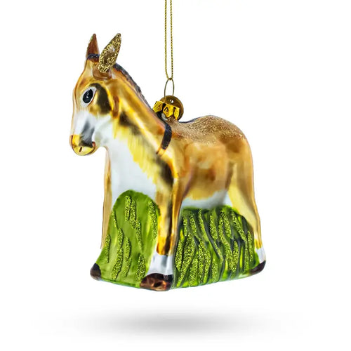 Festive Donkey Glass Ornament