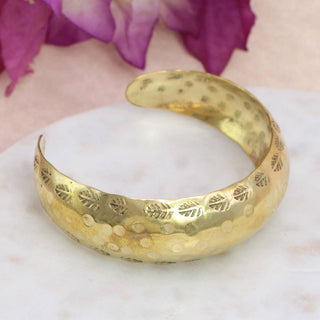 Gold Hammered Dome Cuff Bracelet