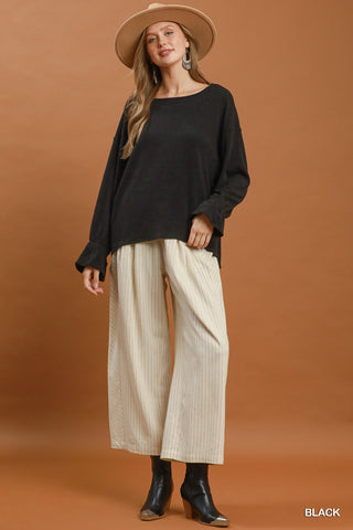 Willa Black Puckered Knit Top