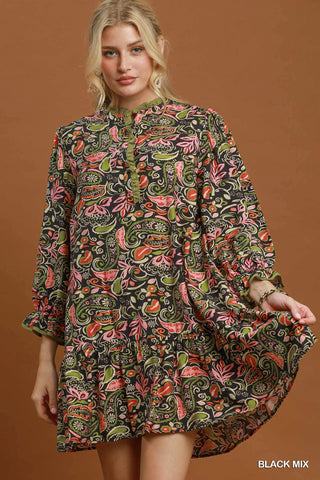 Rio Night Abstract Ruffle Mini Dress