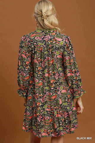 Rio Night Abstract Ruffle Mini Dress