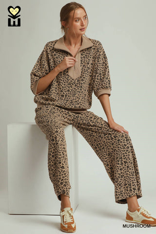 Mushroom Mesa Leopard Half-Zip Pullover