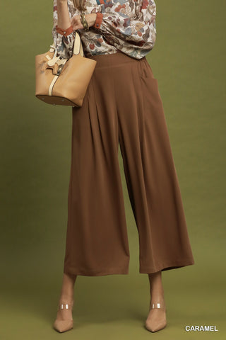 Desert Caramel Pleated Wide Leg Pants