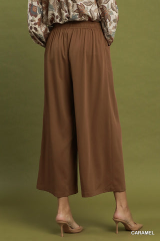 Desert Caramel Pleated Wide Leg Pants