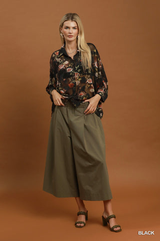 Laredo Night Bloom Button Down Top