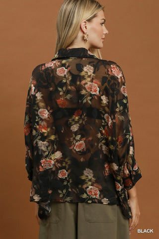 Laredo Night Bloom Button Down Top