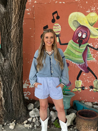 Sierra Stonewashed Denim Blouse