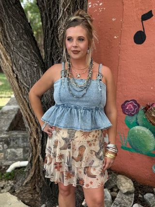 Spur Peplum Denim Top